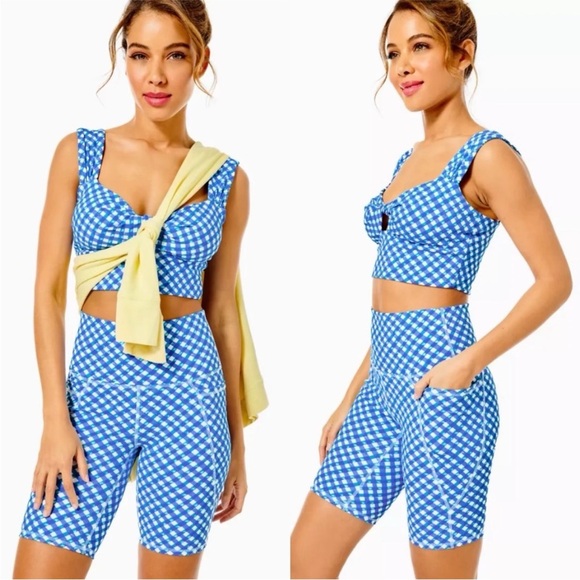 Lilly Pulitzer Blue and White Bike Shorts - Picture 1 of 4